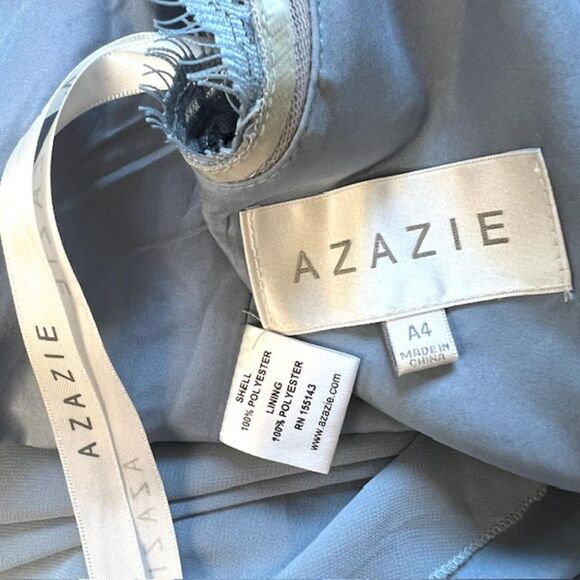 AZAZIE DUSTY BLUE LACE & CHIFFON FORMAL KEYHOLE HALTER TOP BRIDESMAID MOB MOG - Picture 12 of 12